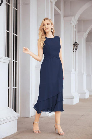 Numbersea Formal Party Gown Dress Chiffon Long Mother of The Bride Dresses with Ruffle Cape 28072 - numbersea