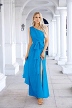 Ladies Chiffon One Shoulder Bridesmaid Evening Dress Wedding Party Evening Dress 28133-numbersea