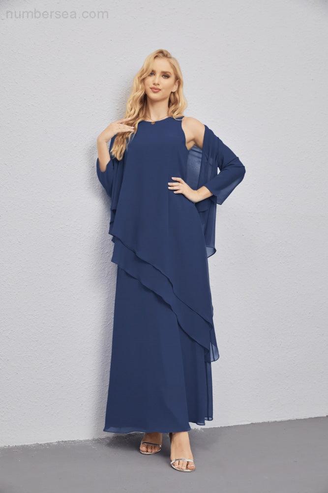 Mother of Bride Dresses with Open Front Lightweight Cardigan Formal Prom Gown 28081-numbersea