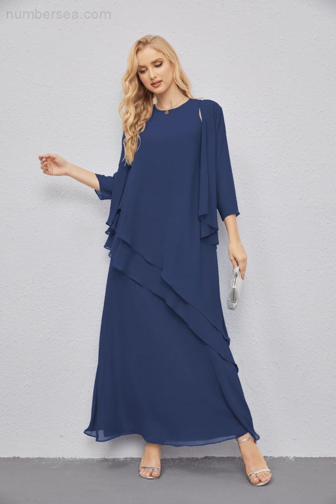 Mother of Bride Dresses with Open Front Lightweight Cardigan Formal Prom Gown 28081-numbersea