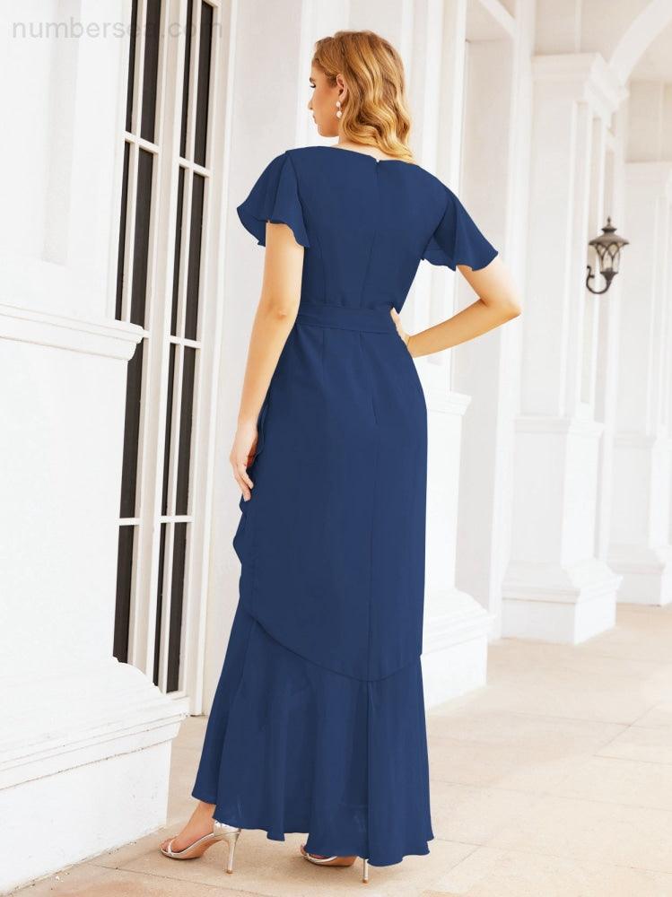 Numbersea Ruffled Bridesmaid Dresses Mermaid Formal Violin Evening Party Prom Gowns 28042-numbersea