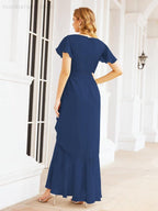 Numbersea Ruffled Bridesmaid Dresses Mermaid Formal Violin Evening Party Prom Gowns 28042-numbersea