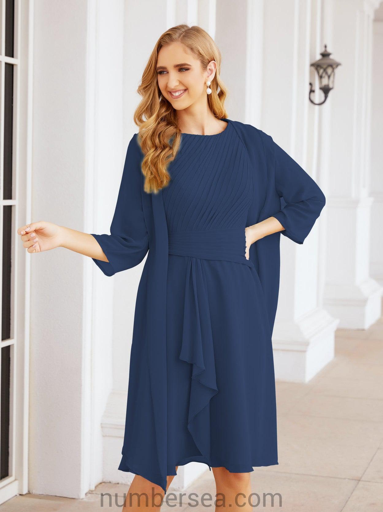 Numbersea Chiffon Mother Of The Bride Dresses Prom Dress For Wedding Guest Casual Pleated 28065 Navy