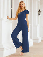 Numbersea Womens One Shoulder Chiffon Long Jumpsuit Formal Evening Dress Bridesmaid Dresses Pants