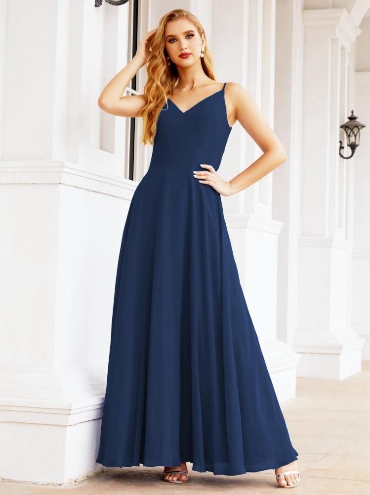 Numbersea Spaghetti Strap Bridesmaid Dresses V Neck Butterfly Back Fromal Evening Party Prom Gown 28036-numbersea