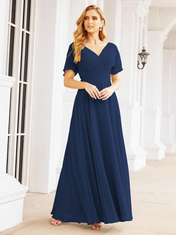 Numbersea Formal Prom Gowns for Mother of The Bride Short Sleeves Bridesmaid Dress 28049-numbersea