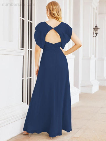 Numbersea Bridesmaid Dresses Cape Formal Prom Dress Open Back Gowns for Mother of The Bride 28058-numbersea