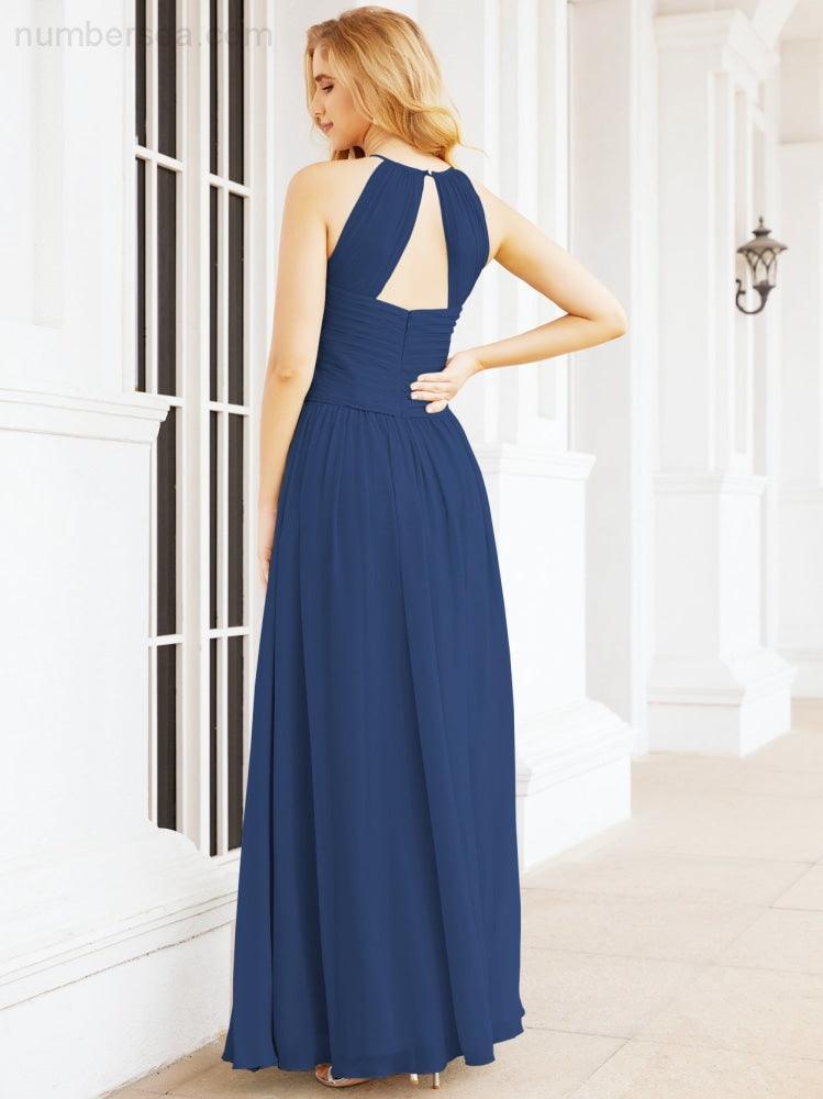 Numbersea Sleeveless Bridesmaid Dresses Long Prom Gown Zipper with Keyhole Back 28056-numbersea