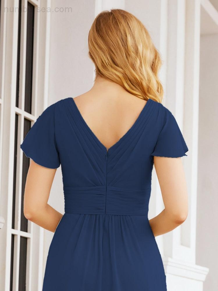 Numbersea Formal Prom Gowns for Mother of The Bride Cap Sleeves Bridesmaid Dress 28047-numbersea