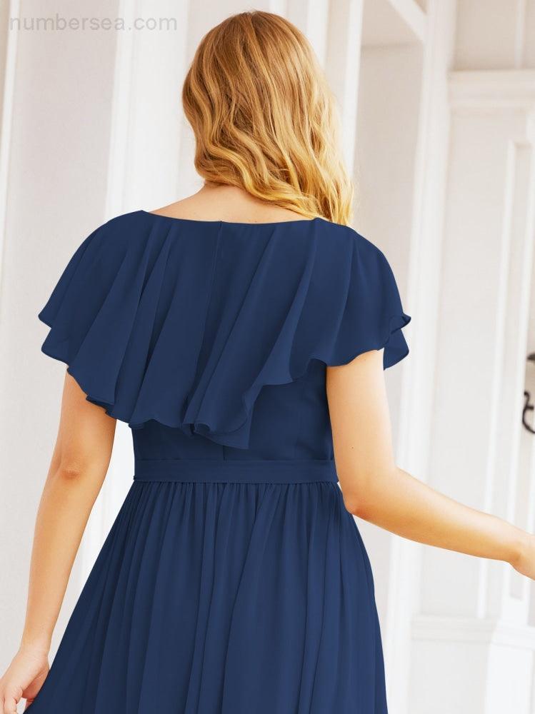 Bridesmaid Dresses with Flutter Sleeves Formal Evening Party Prom Gowns 28044-numbersea