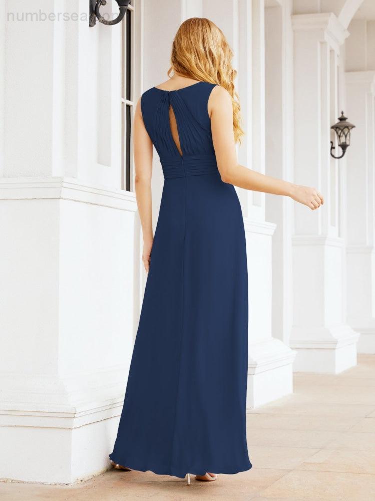 Formal Prom Gown Elegant V-Neck Sleeveless Bridesmaid Dresses for Wedding Party 28037-numbersea