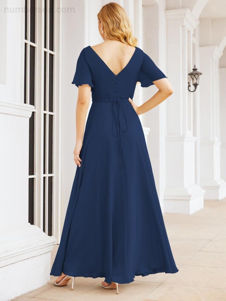 Numbersea Formal Prom Gowns for Mother of The Bride Short Sleeves Bridesmaid Dress 28049-numbersea