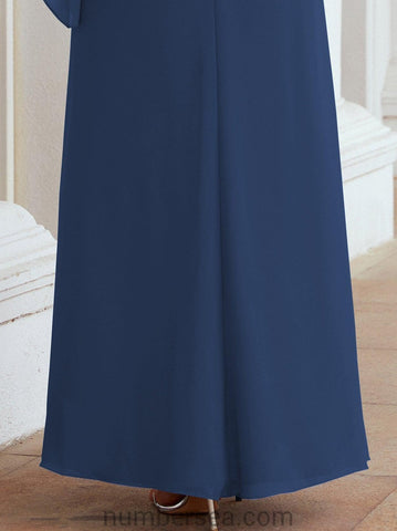 Numbersea Formal Party Gown Dress Long Chiffon Mother Of The Bride Dresses With Ruffle Cape 28026