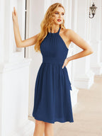 Numbersea Neckholder-Brautjungfernkleid aus Chiffon, kurz, ärmellos, formelles Partykleid, offener Rücken, 28023