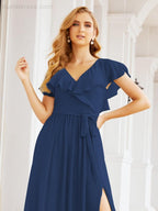 Bridesmaid Dresses with Flutter Sleeves Formal Evening Party Prom Gowns 28044-numbersea