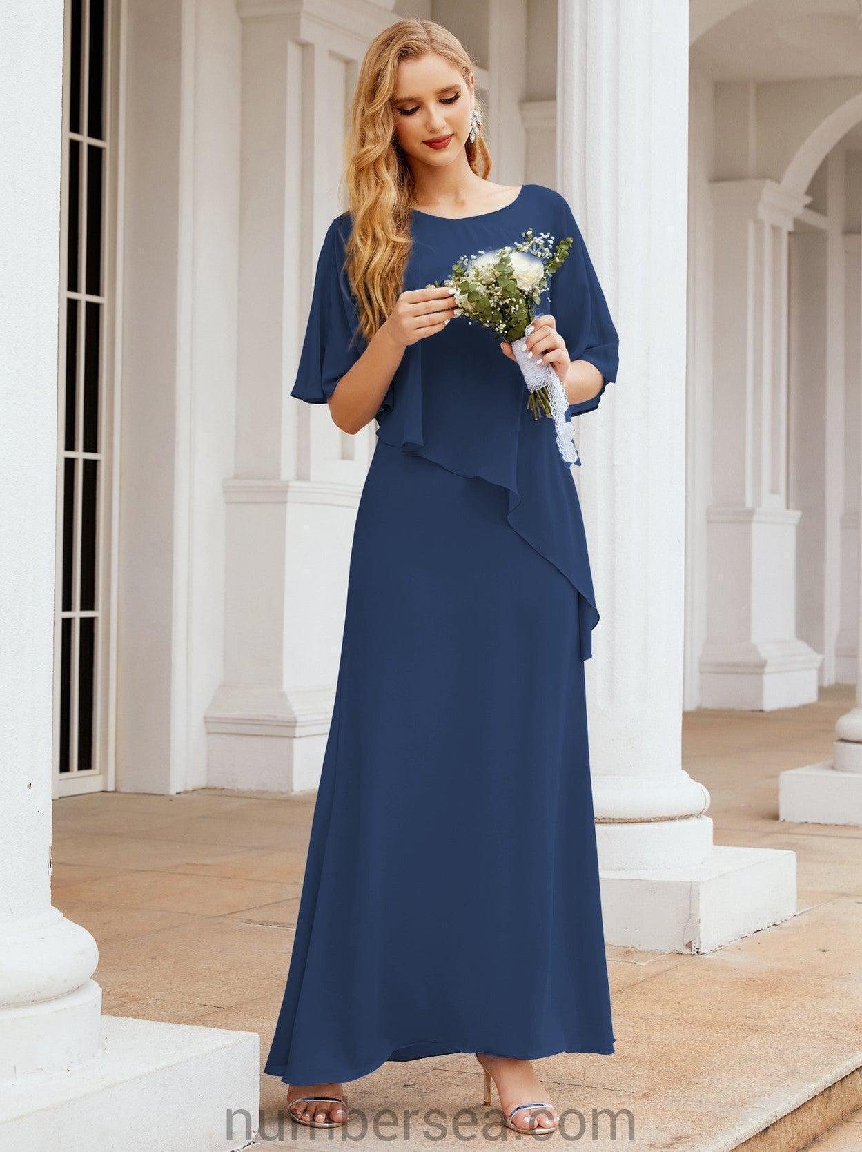 Numbersea Formal Party Gown Dress Long Chiffon Mother Of The Bride Dresses With Ruffle Cape 28026