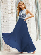 Lace Bridesmaid Dress Floor Length Evening Gowns with Pockets 28017-numbersea
