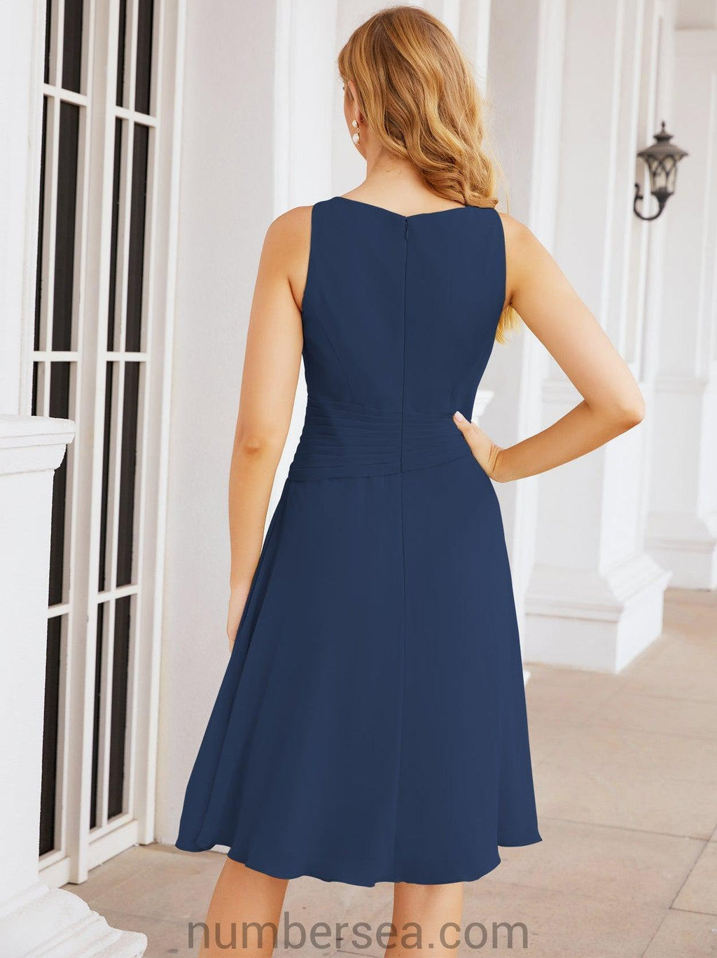Numbersea Chiffon Mother Of The Bride Dresses Prom Dress For Wedding Guest Casual Pleated 28065