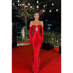 Sweetheart Strapless Sequined Cut Outs Sheath Long Prom Gown