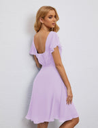Numbersea Chiffon Bridesmaid Dress V Neck Short Cocktail Gowns For Juniors Homecoming Dresses 28077