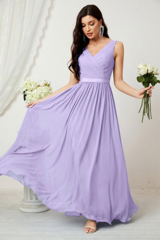 Women's Chiffon Long Bridesmaid Dresses A line Sleeveless Formal Prom Gown for Evening Party Homecoming Dresses 2808-numbersea