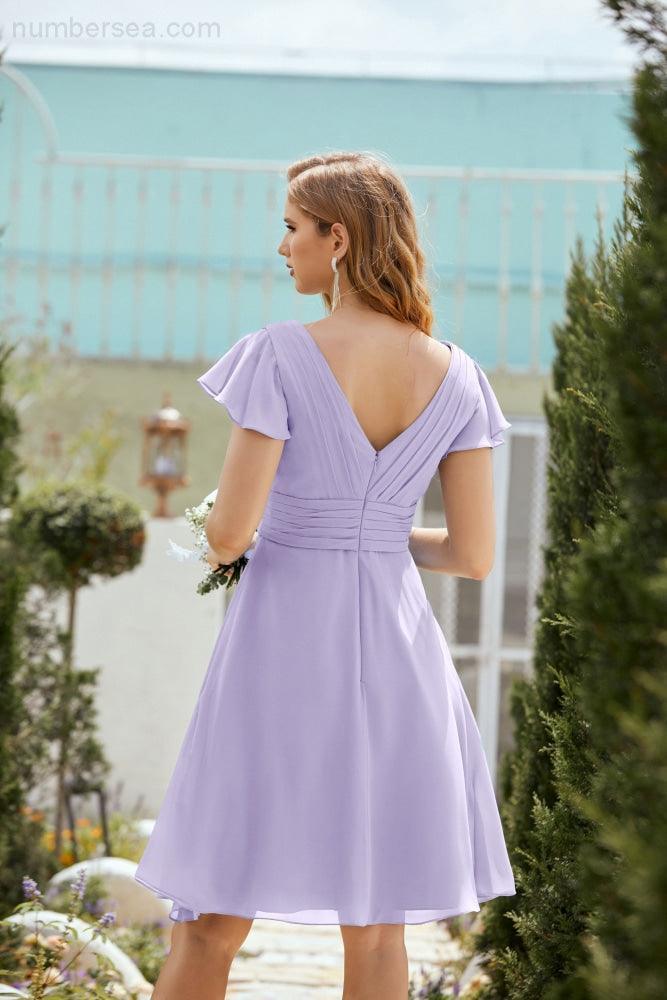 Neck Chiffon Bridesmaid Dresses Formal Cocktail Prom Gown Homecoming 28013