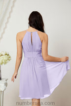 Halter Bridesmaid Dresses Knee Length A Line Formal Evening Party Cocktail Dress 28011