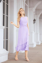 Numbersea Formal Party Gown Dress Chiffon Long Mother of The Bride Dresses with Ruffle Cape 28072 - numbersea