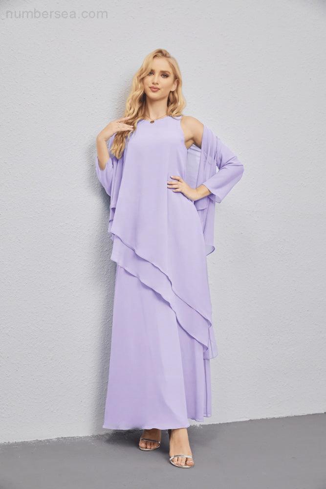 Mother of Bride Dresses with Open Front Lightweight Cardigan Formal Prom Gown 28081-numbersea