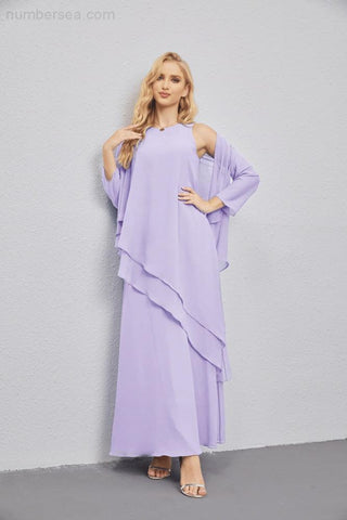 Mother of Bride Dresses with Open Front Lightweight Cardigan Formal Prom Gown 28081-numbersea