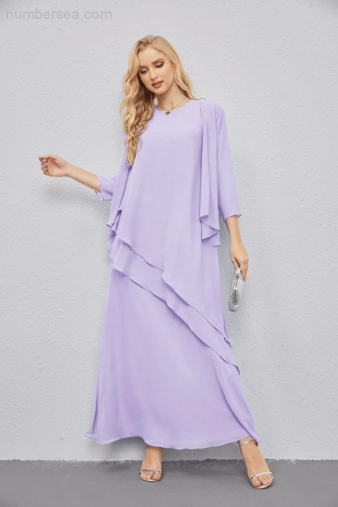 Mother of Bride Dresses with Open Front Lightweight Cardigan Formal Prom Gown 28081-numbersea