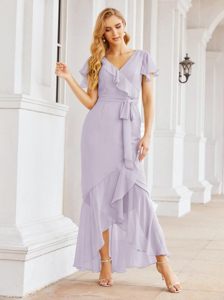 Numbersea Ruffled Bridesmaid Dresses Mermaid Formal Violin Evening Party Prom Gowns 28042-numbersea