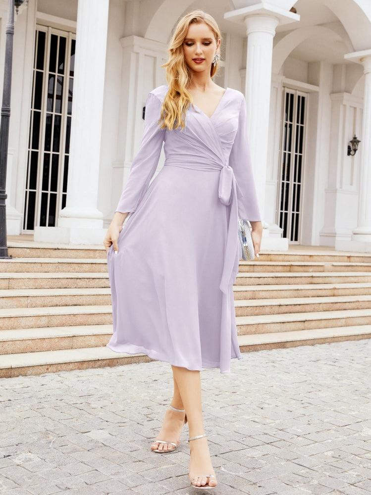 Bridesmaid Dress V-Back Waist Belt Mother of the Bride Wedding Guest 28031-numbersea