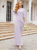 Numbersea Formal Party Gown Dress Long Chiffon Mother Of The Bride Dresses With Ruffle Cape 28026