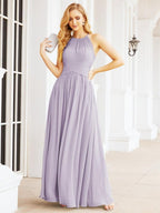 Numbersea Sleeveless Bridesmaid Dresses Long Prom Gown Zipper with Keyhole Back 28056-numbersea