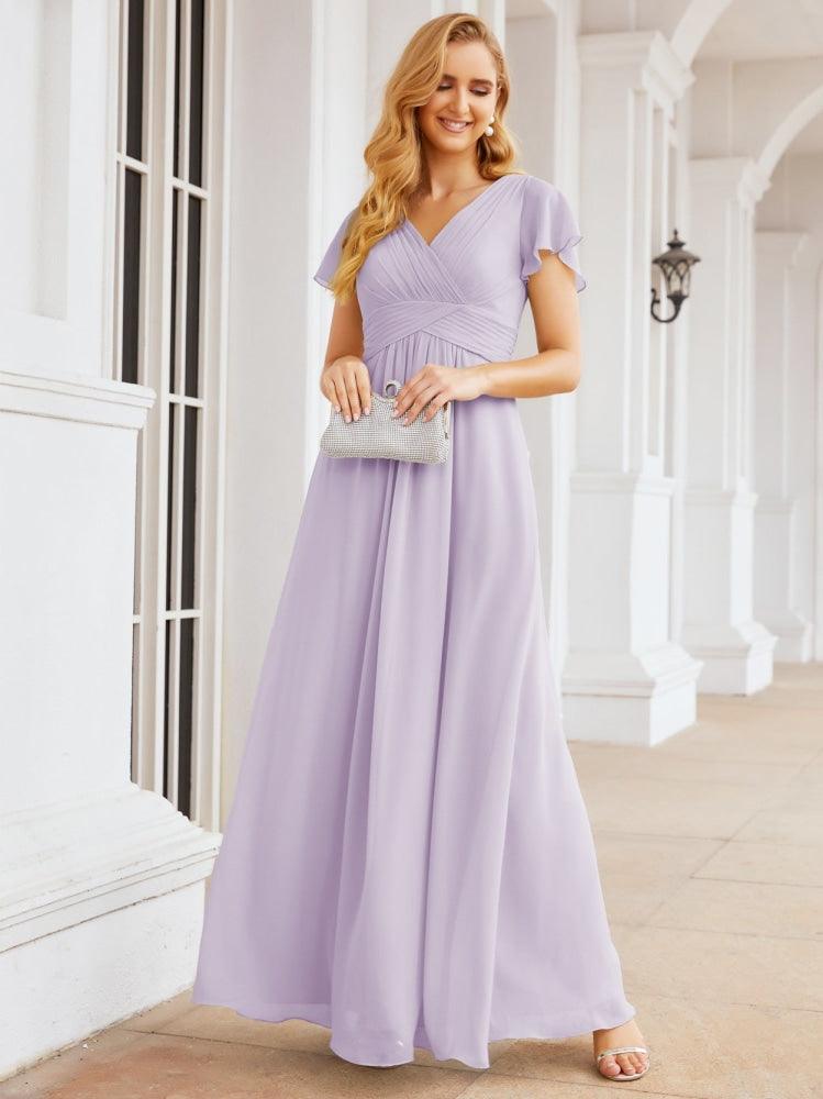 Numbersea Formal Prom Gowns for Mother of The Bride Cap Sleeves Bridesmaid Dress 28047-numbersea