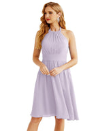 Numbersea Neckholder-Brautjungfernkleid aus Chiffon, kurz, ärmellos, formelles Partykleid, offener Rücken, 28023