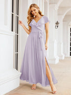 Bridesmaid Dresses with Flutter Sleeves Formal Evening Party Prom Gowns 28044-numbersea
