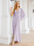 Numbersea Bridesmaid Dresses with Split for Wedding Party Flutter Sleeves 28045-numbersea