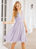 Numbersea Homecoming Dresses Knee Length Skirt V Back 28062 Light Lilac
