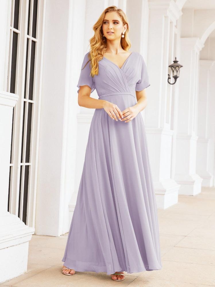 Numbersea Formal Prom Gowns for Mother of The Bride Short Sleeves Bridesmaid Dress 28049-numbersea