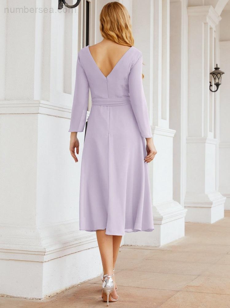 Bridesmaid Dress V-Back Waist Belt Mother of the Bride Wedding Guest 28031-numbersea