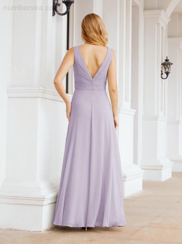 Numbersea Bridesmaid Dresses for Wedding Ruffles Long Formal Prom Gowns 28039-numbersea