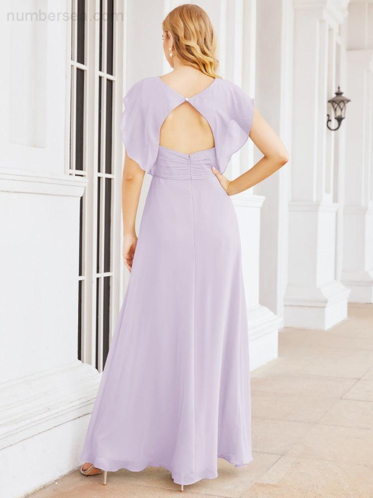 Numbersea Bridesmaid Dresses Cape Formal Prom Dress Open Back Gowns for Mother of The Bride 28058-numbersea