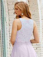 Lace Bridesmaid Dress Floor Length Evening Gowns with Pockets 28017-numbersea