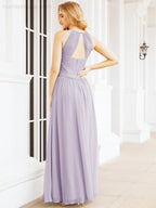Numbersea Sleeveless Bridesmaid Dresses Long Prom Gown Zipper with Keyhole Back 28056-numbersea