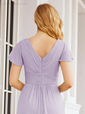 Numbersea Formal Prom Gowns for Mother of The Bride Cap Sleeves Bridesmaid Dress 28047-numbersea