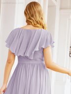 Bridesmaid Dresses with Flutter Sleeves Formal Evening Party Prom Gowns 28044-numbersea
