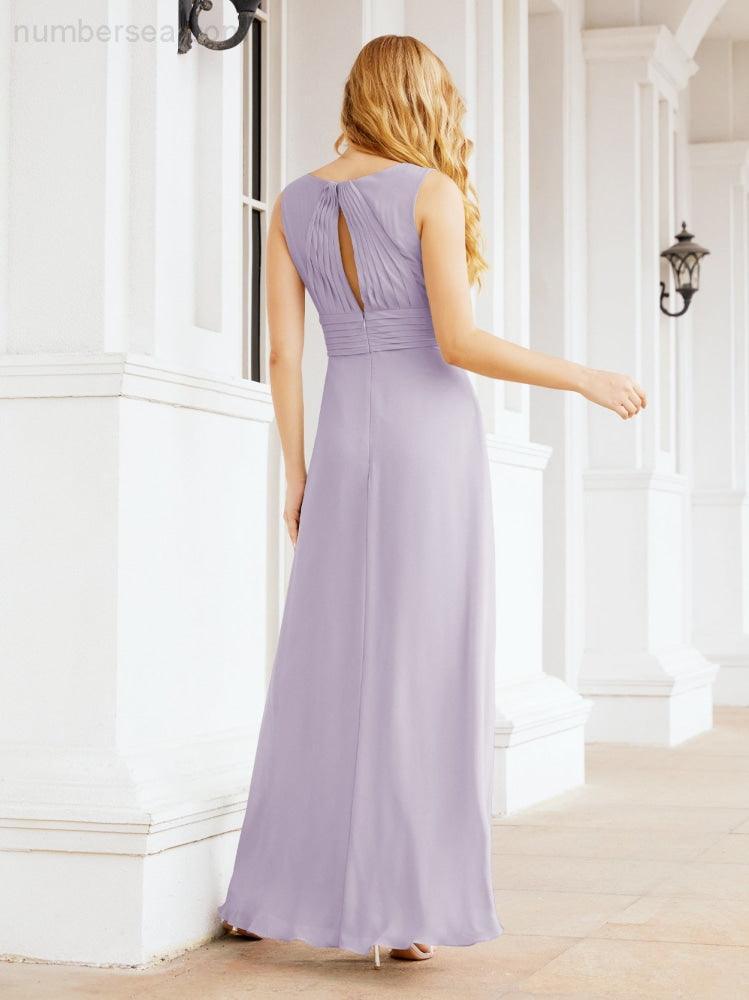 Formal Prom Gown Elegant V-Neck Sleeveless Bridesmaid Dresses for Wedding Party 28037-numbersea
