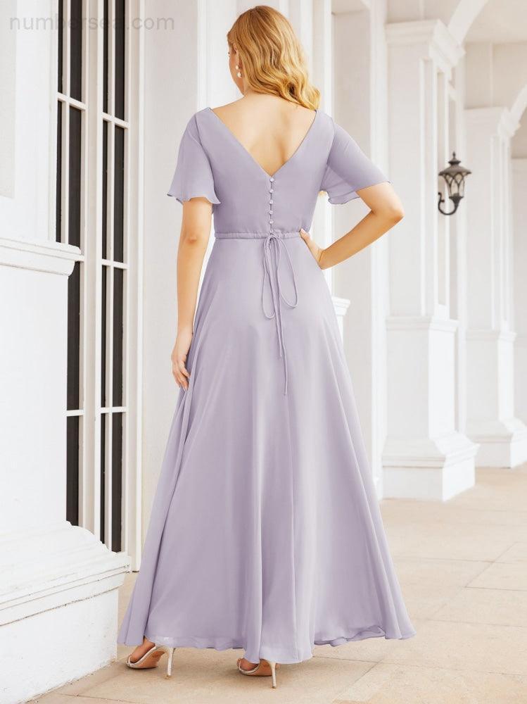 Numbersea Formal Prom Gowns for Mother of The Bride Short Sleeves Bridesmaid Dress 28049-numbersea